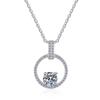 6.5mm S925 Sterling Silver Round Halo Moissanite Pendant Necklace D VVS1 Exquisite Fine Jewelry For Women
