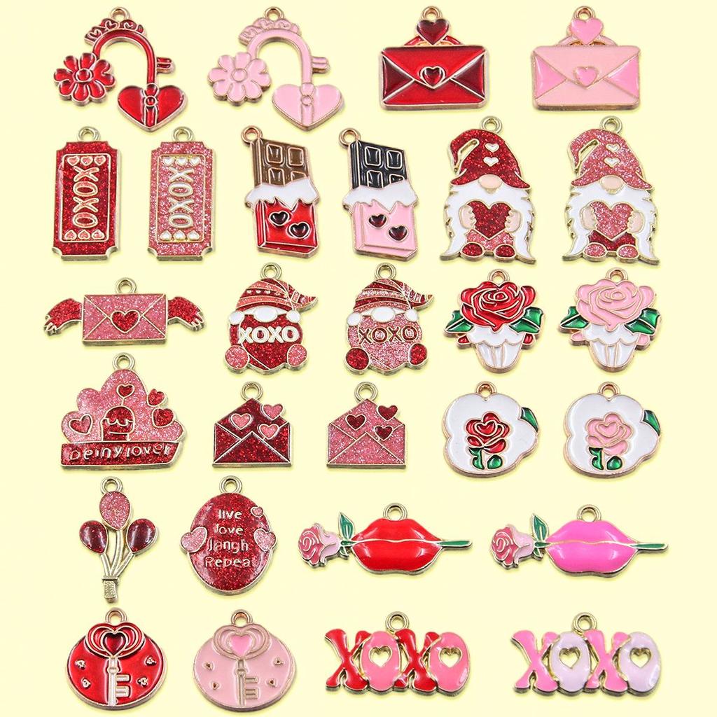 16 Styles KC Gold Drop Oil Fresh Flower Valentine's Day Pendant Charms - Premium and Creative Ornaments