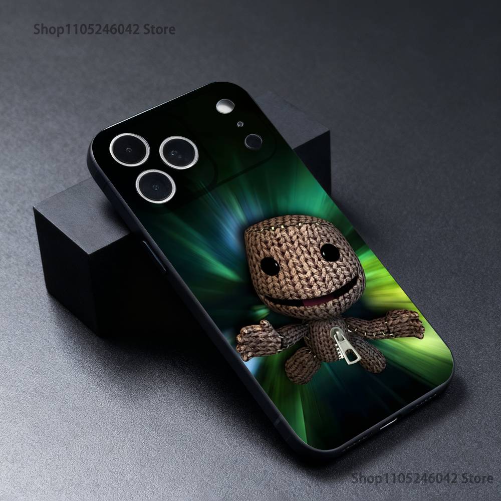 L-LBP S-Sackboy Custom Wear-resistant Phone Case For iPhone 17,16,15,14,13,12,11,Pro,Max,Plus Black Soft Cover
