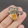 Natural Golden Fossil Coral Gemstone 925 Sterling Silver Jewelry  Pendant 1.12" AJP-2212