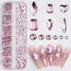 3D Nail Art Rhinestones 12-Grid Super-Shiny Flatback Rhinestones Decorative Nail Art Adhesive Multiple Shapes Diy Nail Designs