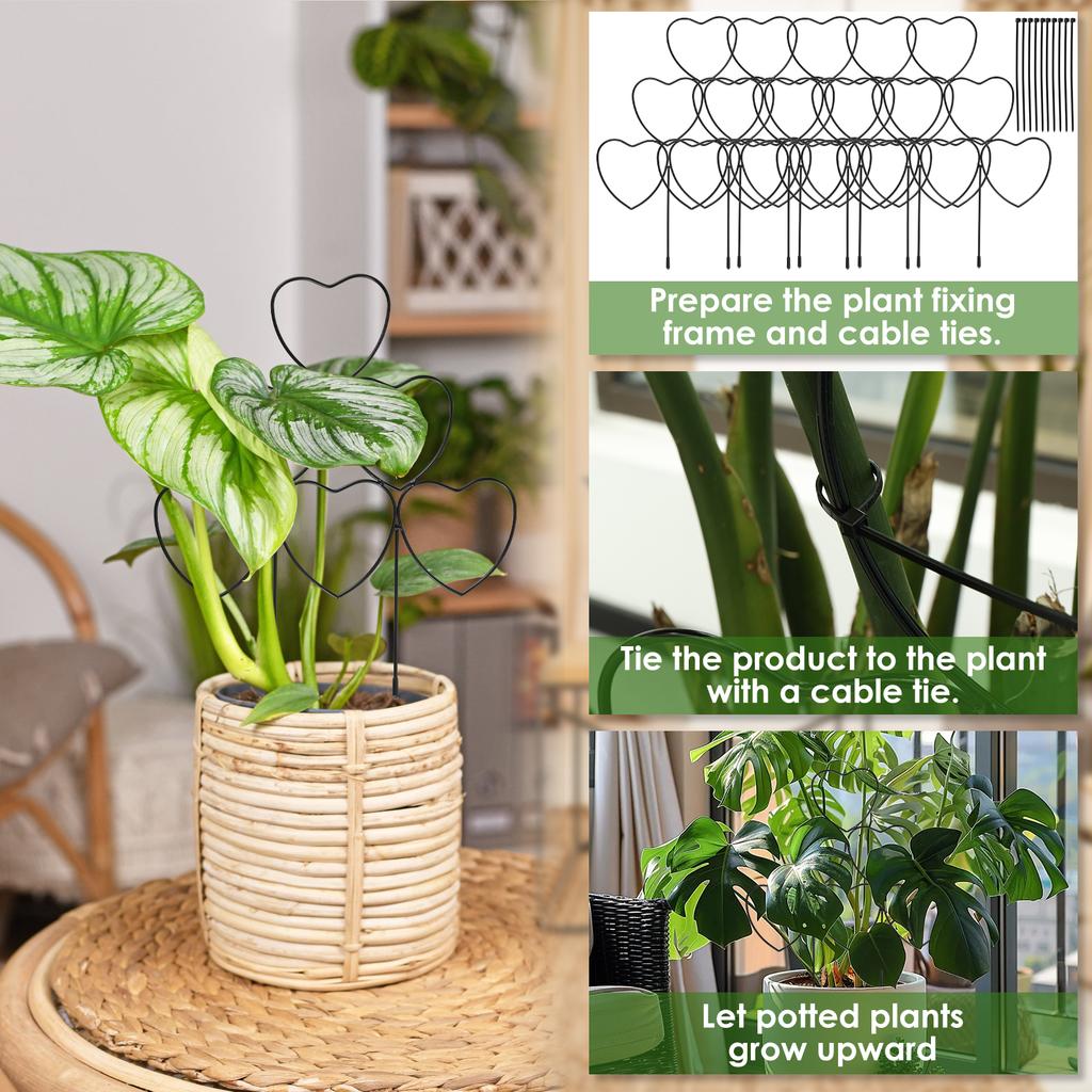 5/12Pcs Plant Support Stake Stand Garden Potted Decoration Vine Climbing Support Ironheart-Shaped Flower Pot Trellis