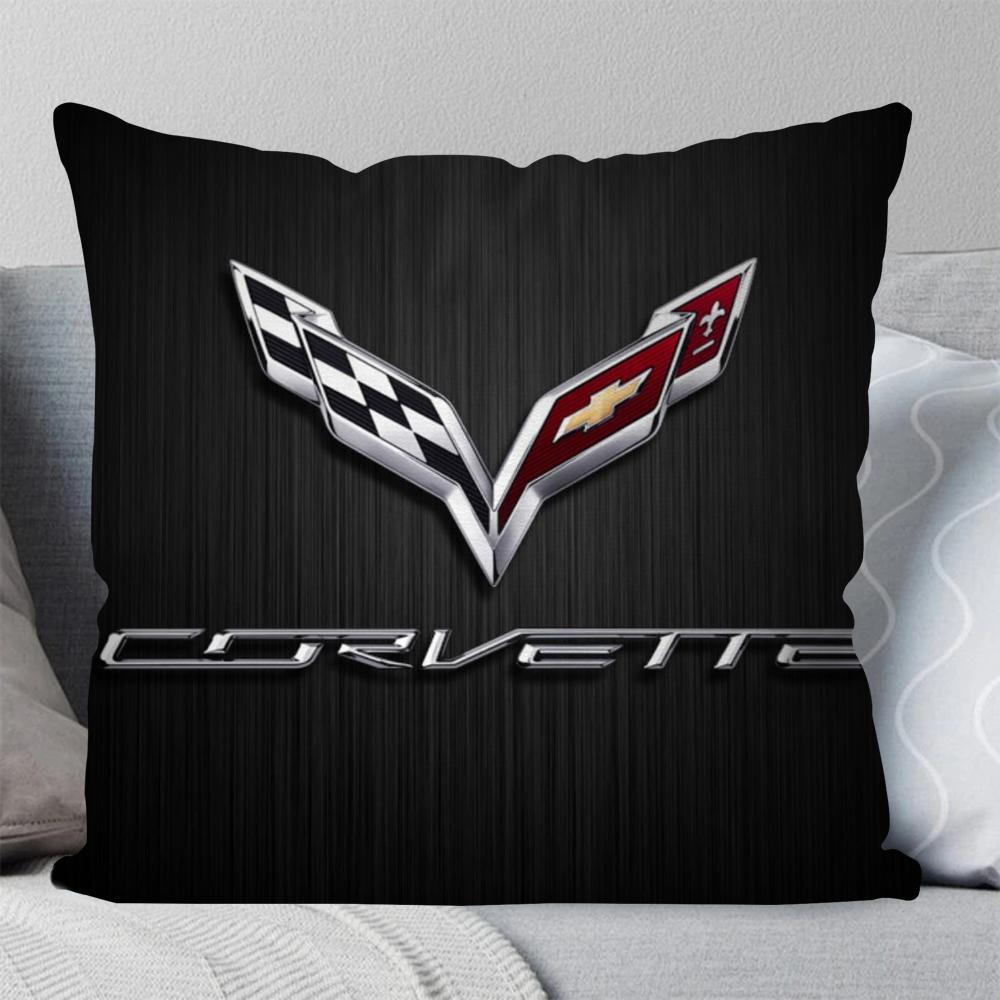 Cool Car C- Corvette Pillow Case Square Pillow Bedroom Sofa Leisure Comfort Cushion Car Living Room Home Decoration 40X40
