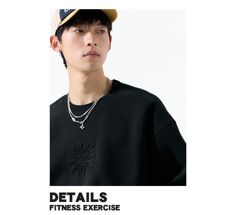 Men's American-Style Crew Neck Sweatshirt, 2025 Autumn/Winter Trend, Loose Fit Long-Sleeve Base Layer.