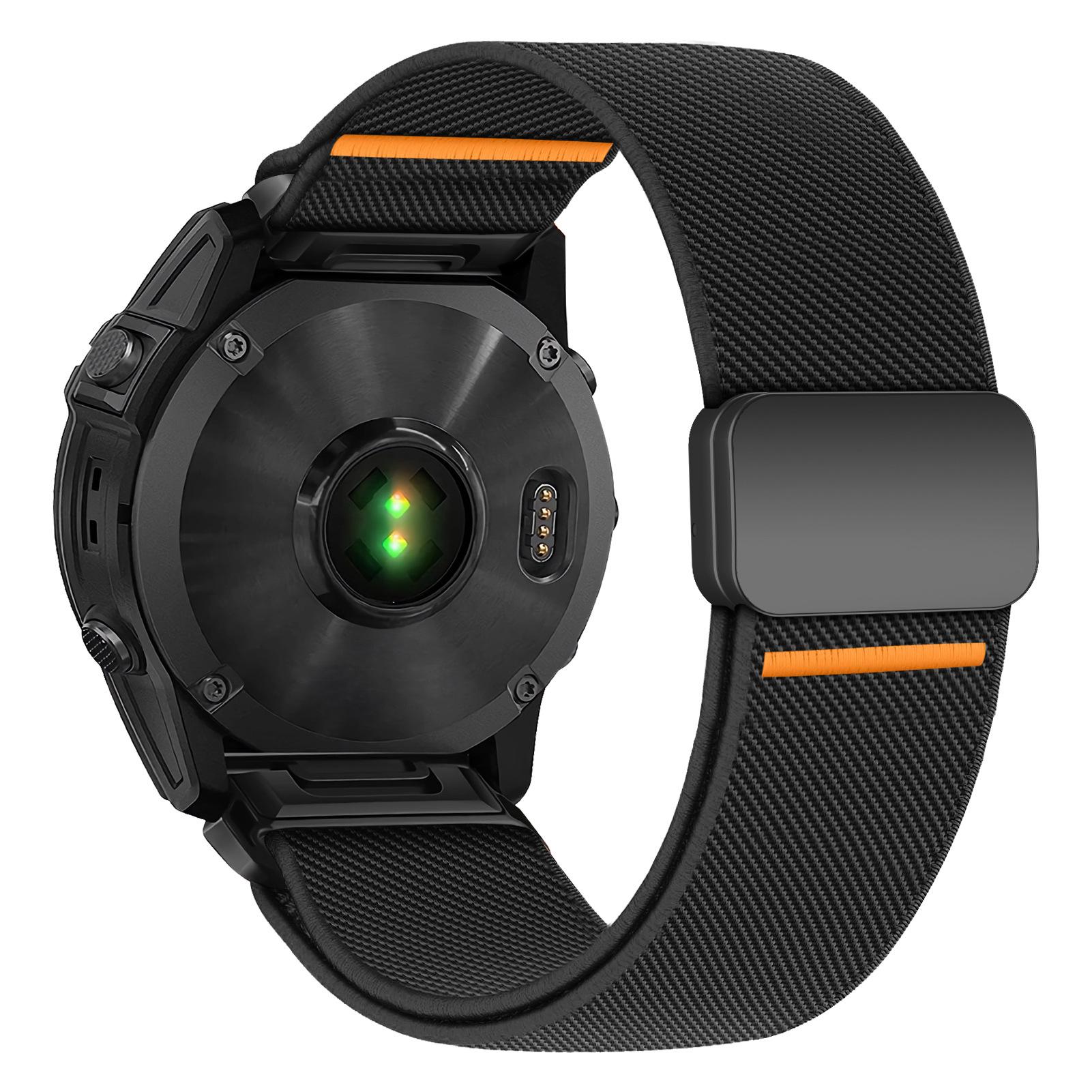 

Magnetic Nylon Band For Garmin Fenix 8 7 Pro 7S 6X 6 5Plus Venu 3 Tactix 7 bracelet correa Fenix 8 7x 26mm 22mm Quick Fit Strap QuickFit 22mm чёрный