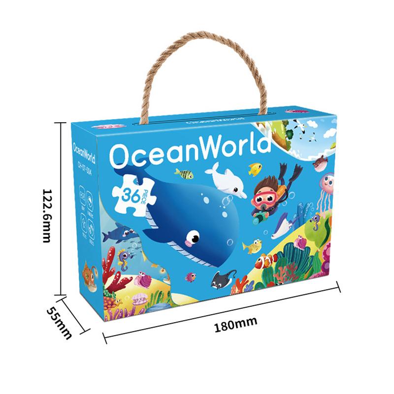 Childrens Paper Puzzle Set 36 Pieces Animal Theme Educational Learning Toy Carry Handle Case Gift for Kids 3 to 6 Years