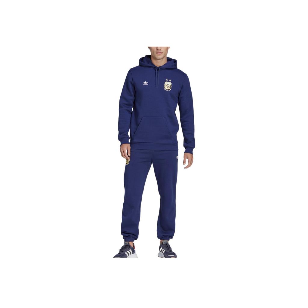 Adidas Originals Trefoil Print Logo Argentina Football Hooded Pullover Sweatshirt Men Tops Blue IC1852