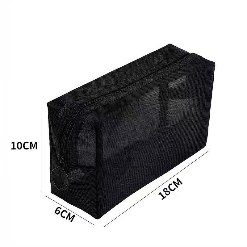 Aosbos 3-Pack Mesh Cosmetic Bag Set - Travel/On-The-Go Makeup Storage, Zipper Closure Small Pouch