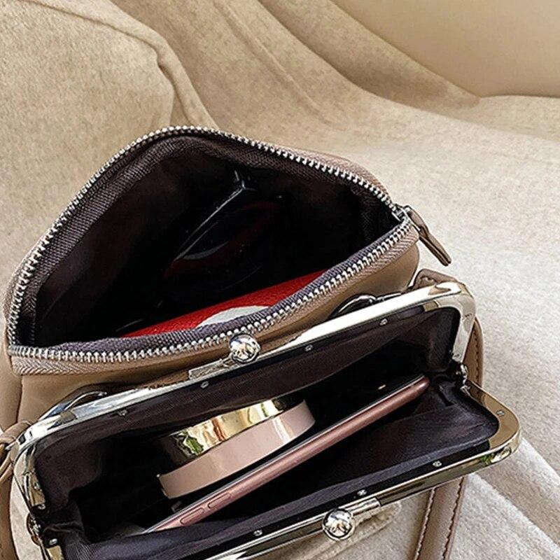 1 Stück Einfache einfarbige Umhängetasche Damen PU-Leder Crossbody-Tasche Mode Neue Clip-Umhängetasche Damenhandtasche Geldbörse