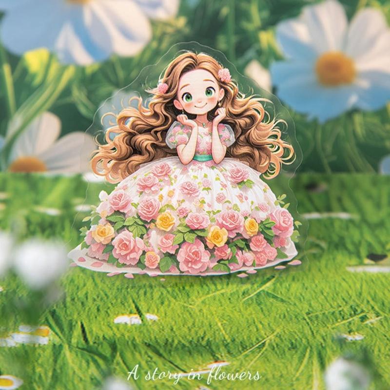 Journal Sticker Cartoon Girl Sticker Scrapbook Sticker Landscape Sticker Flowers Sticker Decorative Sticker