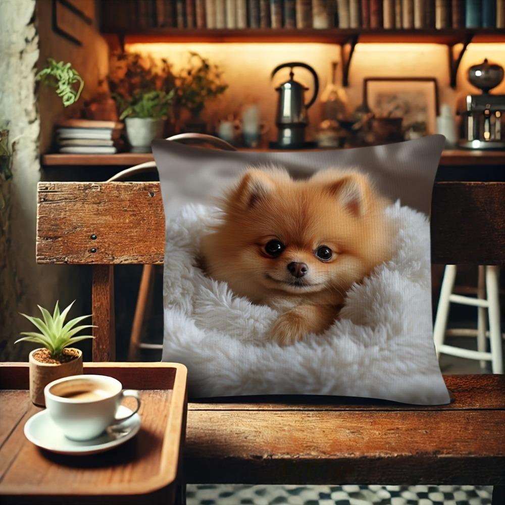 Pomeranian Print Sierkussenhoes 100% Polyester Kussensloop Ritssluiting Slaapkamer, Woonkamer Bank Kussenhoes