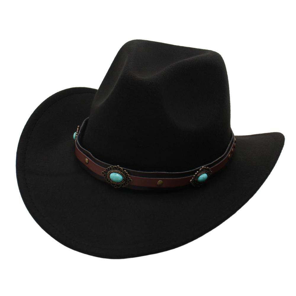 Western Cowboy Hat New Tibetan Ethnic Woolen Jazz Hat Grassland Outdoor Sunshade Top Hat