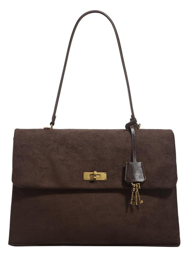 Suede Messenger Tote: Large Commuter Crossbody Handbag for Laptops
