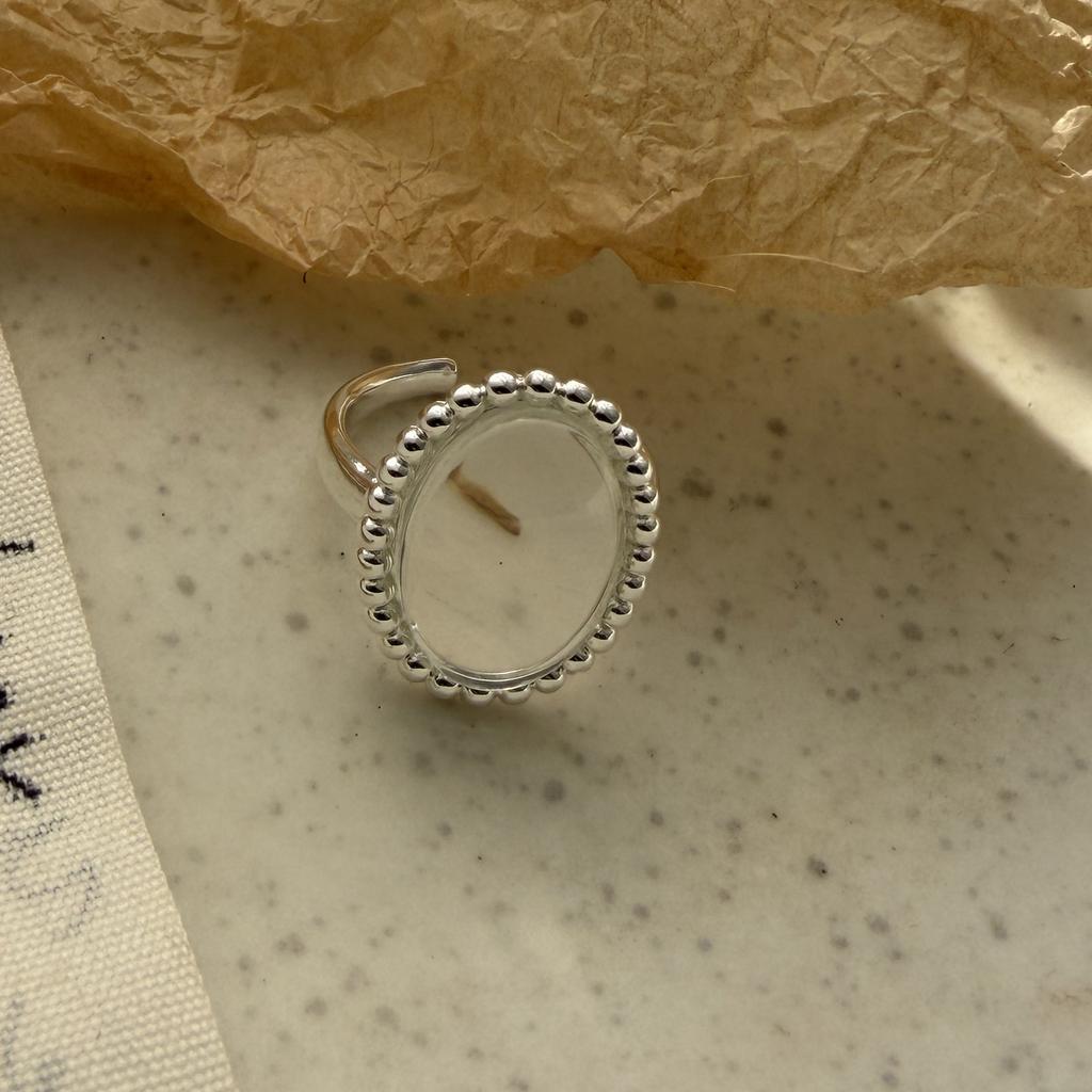 Anillos de Plata de Ley 925 para Mujer Pareja Minimalista Hechos a Mano Simple Anillo Ovalado con Piedra Joyería Fina Regalo Prevenir Alergia