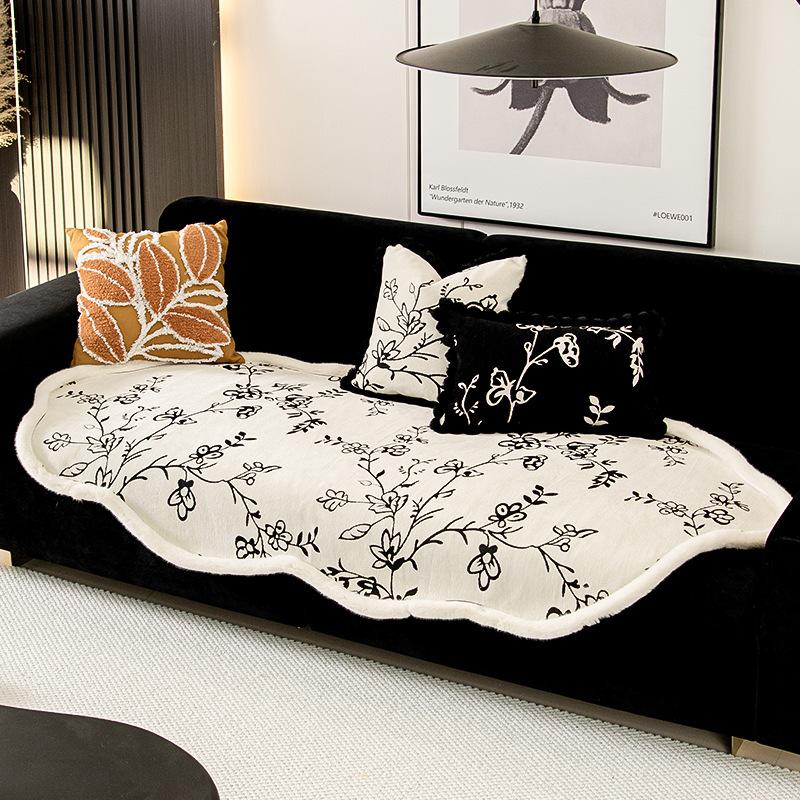 

Скандинавская высококачественная легкая роскошная диванная подушка из синели, нескользящая ткань для дивана, всесезонная универсальная подушка для сиденья 90*90cm