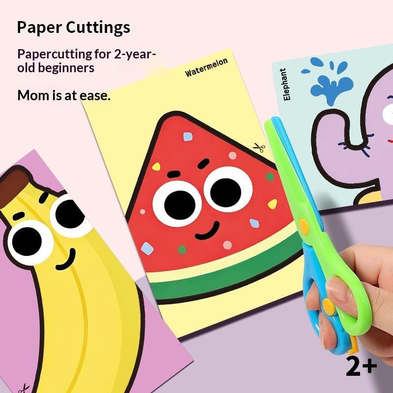 Handmade Paper Cuttings Interesting Origami Suit Dinosaur/Mushroom Patterns Including Scissors Parent-Child Interactive Toys