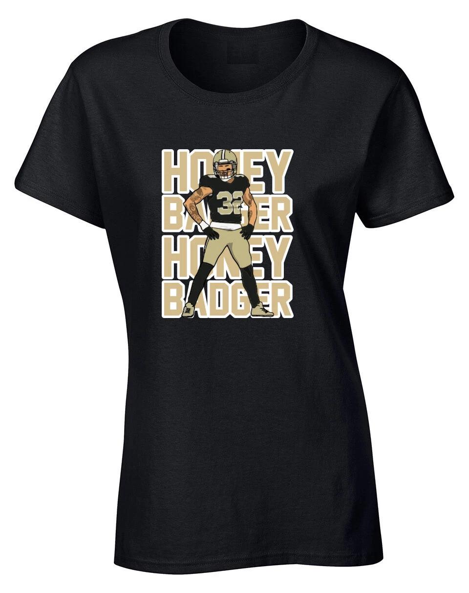 New Orleans Saints Tyrann Mathieu Honey Badger Text Pic Women s T-Shirt XS