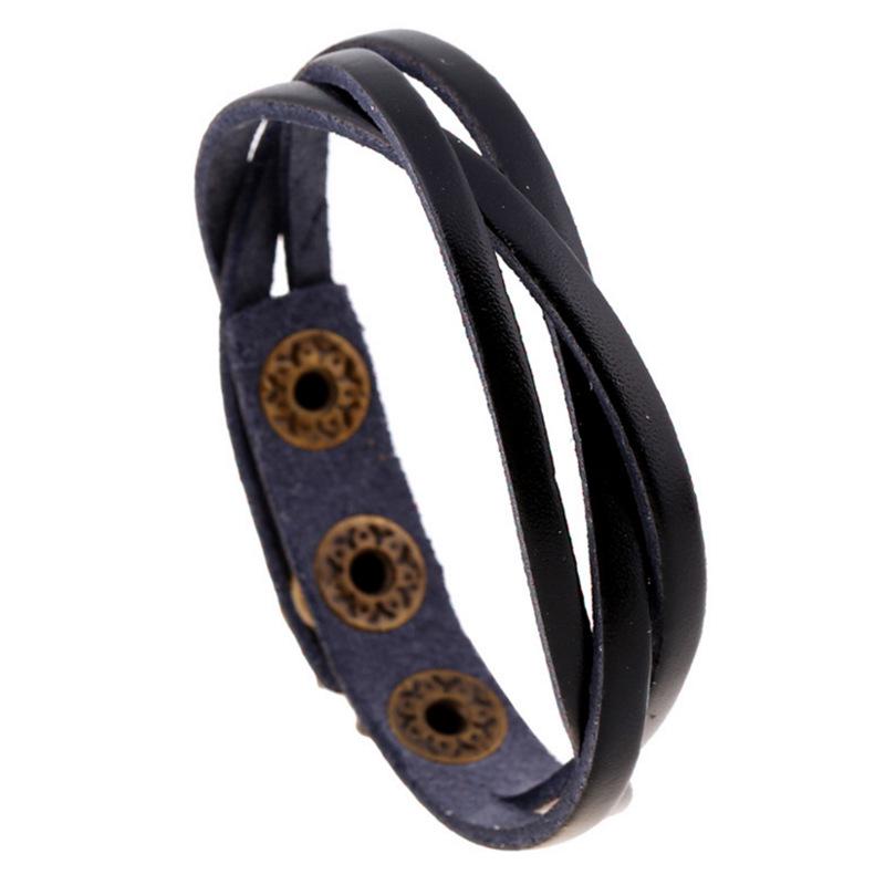 

Разноцветные японские и корейские плетеные кожаные браслеты - модные аксессуары из натуральной кожи чёрный