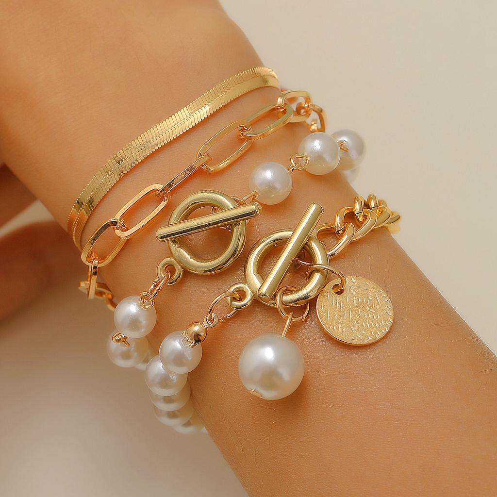 Vintage Mehrschichtiges Kettenarmband Set für Damen – Trendiger Europäischer Stil, Retro Minimalistischer Handschmuck, Grenzüberschreitende Heißverkauf Accessoires