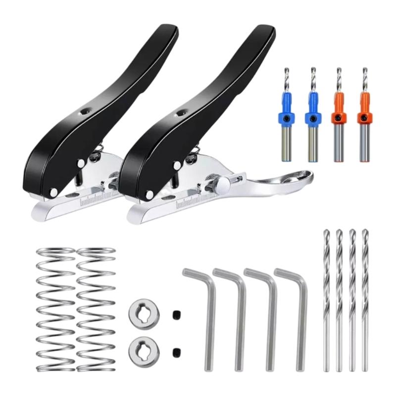 Hole Punch 8mm/10mm Heavy Duty Paper Hole Punch Set with Countersink Drill Hole Puncher Single Hand Held Long Hole