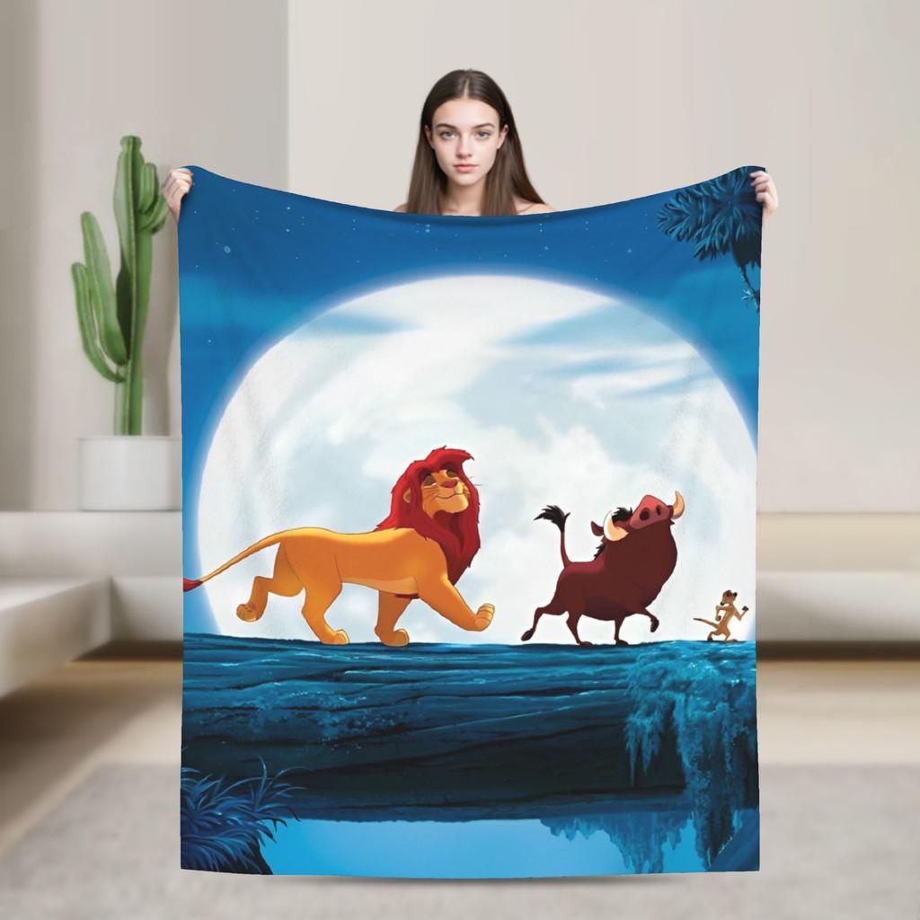 Simba Le Roi Lion Housse de Couverture Anime Couvertures Jetées en Flanelle Literie Canapé Portable Doux Chaud Couvre-lits