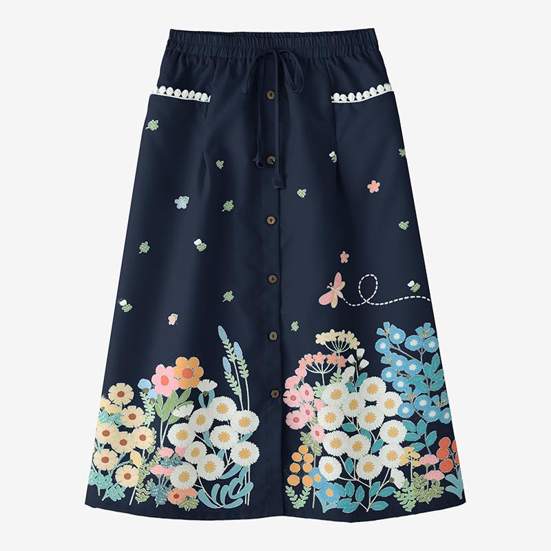 ZANZEA Women Loose Elastic Waist Casual Floral Print Skirts