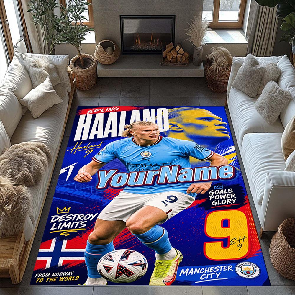 Manchester City Customize Text Area Rug Design for Game Room Dormitory Dining Room Kitchen Antislip Carpet Office home decor Gift for Festivals