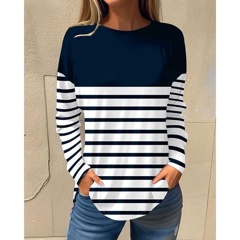 Women's 3d Printed Butterfly Flash T-shirt Fashion Long Sleeve Round Neck Regular Top Holiday Weekend Spring and Autumn Wear