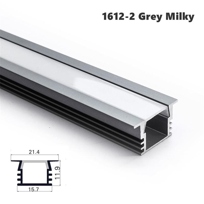 0.5m/1m 1612 LED Aluminum Profile YW Style Recessed Black Silver Channel Indoor Decoration Linear Strip Lights Cabinet Bar Lamp