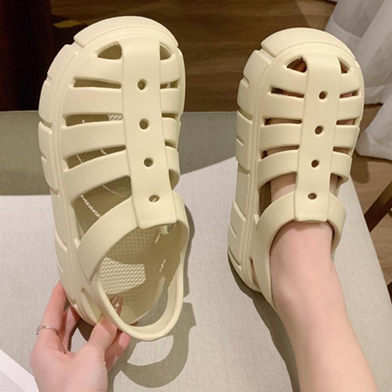 Simple Thick Sole Beach Sandal Shoes 2024 New Fashion Soft Sole Anti Slip Lightweight Ventilate Summer Sandals Shoes for Women