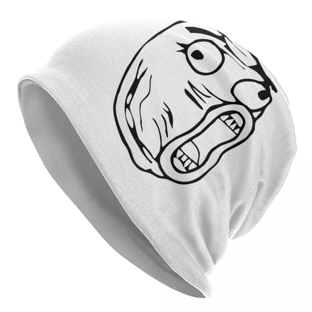 Troll Face Quest Video Meme Funny Anime Beanie Bonnet Knitted Hats Hip Hop Unisex Game Comic Warm Winter Skullies Beanies Caps