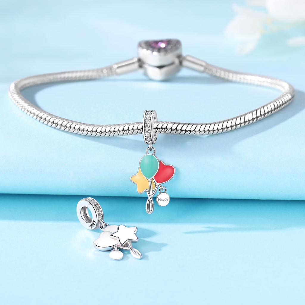 Copper Colorful Balloon Pendants Bracelet Charms Fit Women Jewelry Party Decorate Beads Diy Fine Gifts Accessory