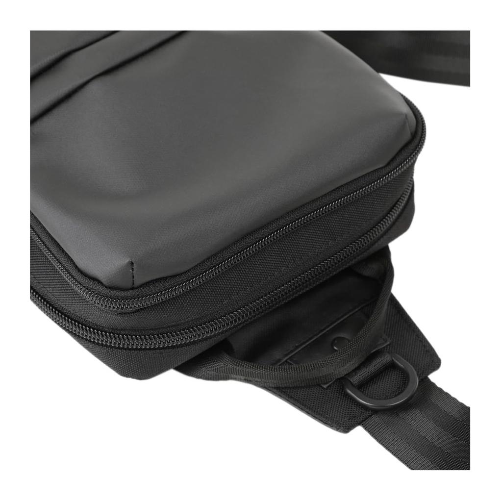 Bermas Men's Body Bag 60622 Sling Bag, Water-Repellent, One-Shoulder Bag, Size 10, Black