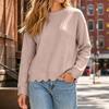 Women's Loose Fit Long Sleeve Neck Sweatshirt with Hem Drop Shoulder Color Pullover