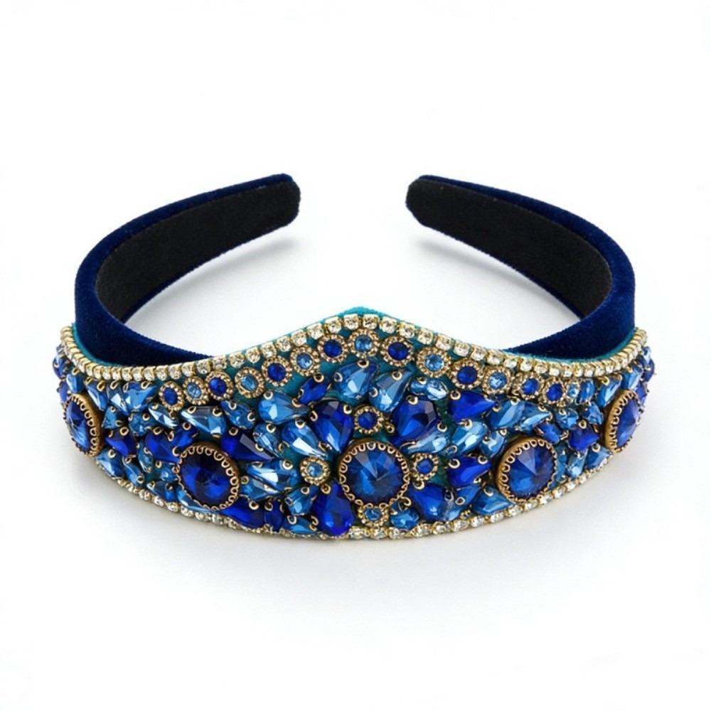 Shiny Rhinestone Headband Wide Brim Baroque Headdress Bling Bling Women Hair Hoop  Wedding