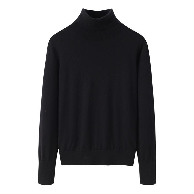 100% Czysty Kaszmir Lekki Sweter z Dekoltem Rolka Slim Fit