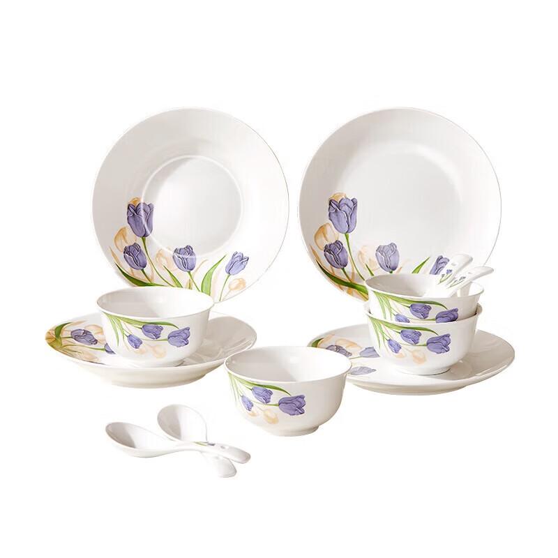 VISIONS Purple Tulip Glass Dinnerware Set