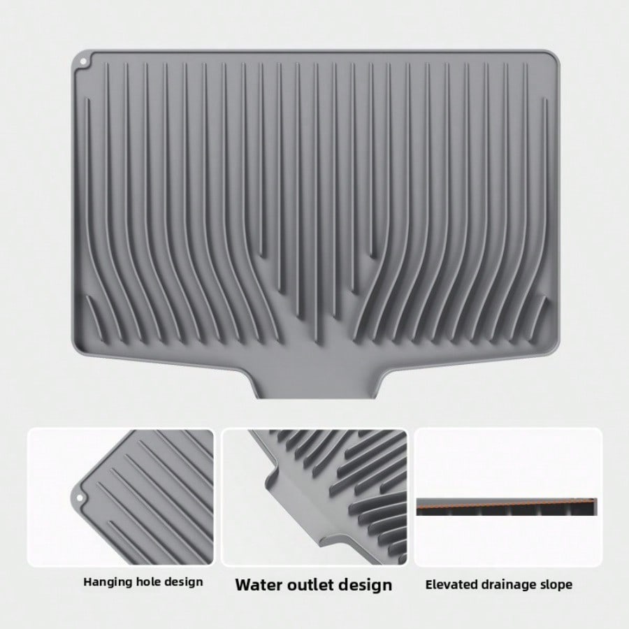 Kitchen Counter Silicone Drying Mat Silicone Dishes Drain Mat Tableware Insulation Slope Drain Mat