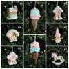 Cute Christmas Ice Cream Pendant Pink DIY Snowman Pony Ornaments Elegant Foam Christmas Tree Hanging Decoration