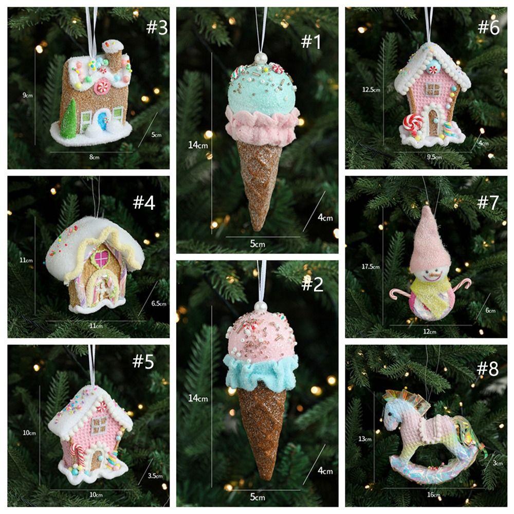 Cute Christmas Ice Cream Pendant Pink DIY Snowman Pony Ornaments Elegant Foam Christmas Tree Hanging Decoration