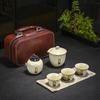 Ru Kiln Travel Kung Fu Tea Set Small Set Household Portable Tea Pot Ceramic Outdoor Travel Simple Portable Bag