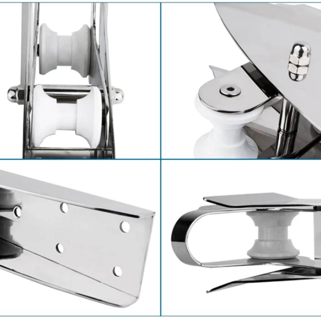 Marine Hardware Silver-Polished Double-Roller Anchor Bracket Mounting Holes