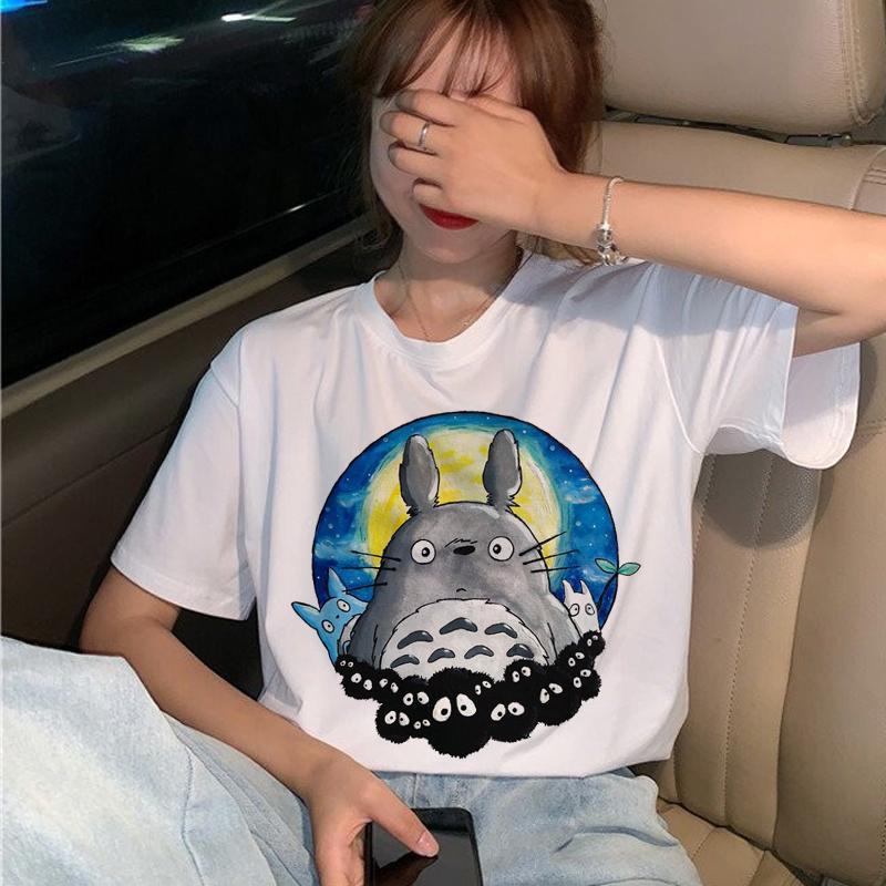 New Totoro T Shirt Women Studio Ghibli Kawaii 90S Graphic T-Shirt Harajuku Miyazaki Hayao Ullzang Tshirt Top Tees Female