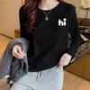 Women's Round Neck Long Sleeve Cotton T-Shirt Cute Rabbit Print Loose Casual Basic Tee