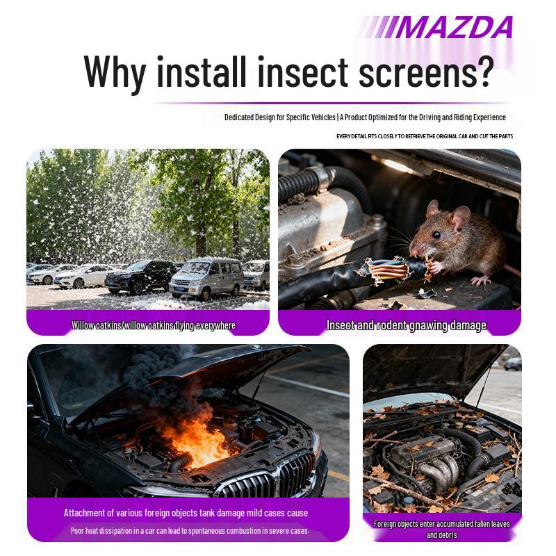 Mazda EZ60 Front Insect Net with Removable Stainless Steel Buckle - Mosquito and Insect Protection, Original Car Starry Sky Design