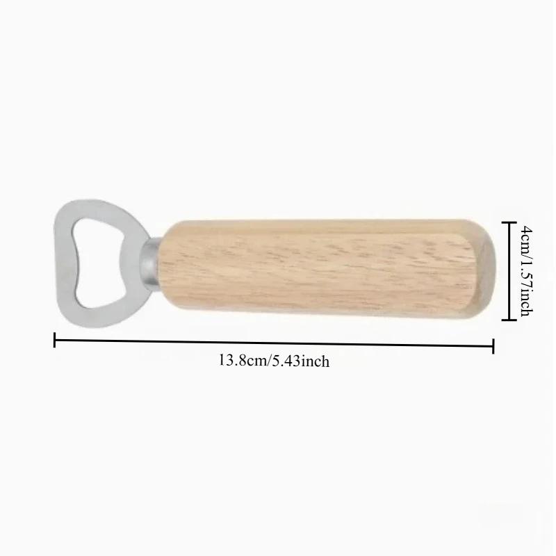 Alcoholic & Non-alcoholic Beverage Opener - Popular Beer Bottle Opener, Thickened Stainless Steel Wooden Handle