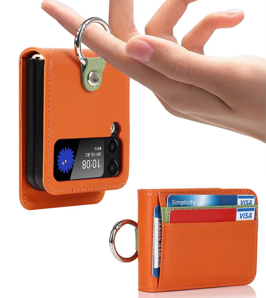 Ring Holder Genuine Leather Wallet Phone Case for Samsung Z Flip 4 3 5G Card Solt Crossbody Lanyard Shockproof Flip4 Flip3 Cover