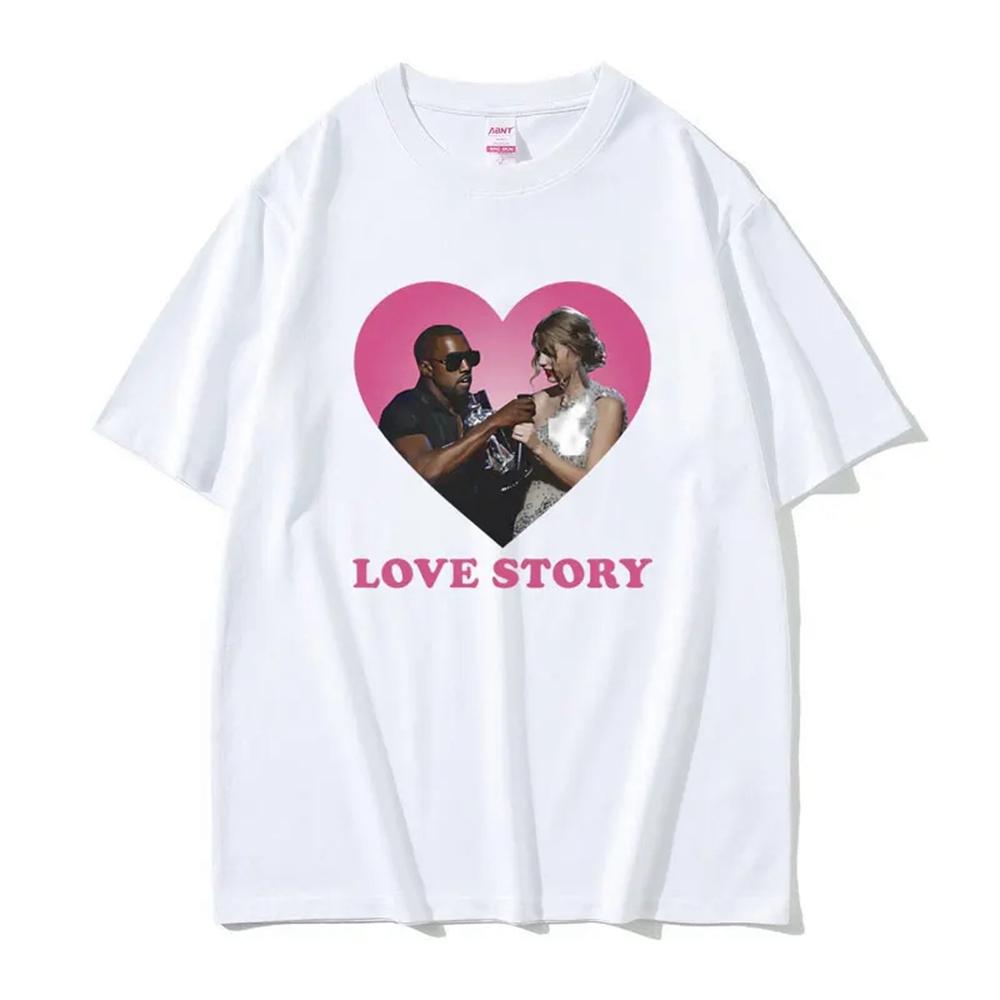 2026 Hip Hop Rapper Kanye West Print Tshirt Singer Taylor Love Story Graphic T Shirt Streetwear Women Hip Hop Tshirt M