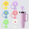 Flower Shaped Silicone Straw Cap Cover Flexible Straw Protector for Reusable Drinking Straws Compatible with Stanley Cups and Bottles