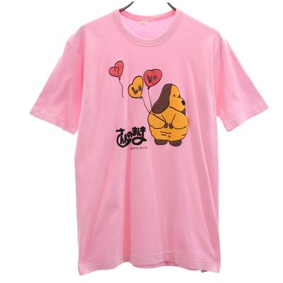 Sanma No Manma Print Short Sleeve T-shirt M Pink Men's Used